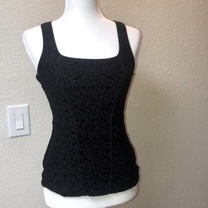 WHBM sleeveless black velvet blouse
